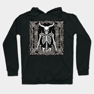 Skeleton With Horns and Gothic Background Hoodie